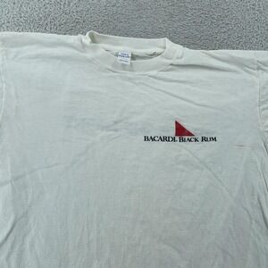 Vintage Bacardi Black Rum Shirt Mens Medium Made in France Taste The Night 90s